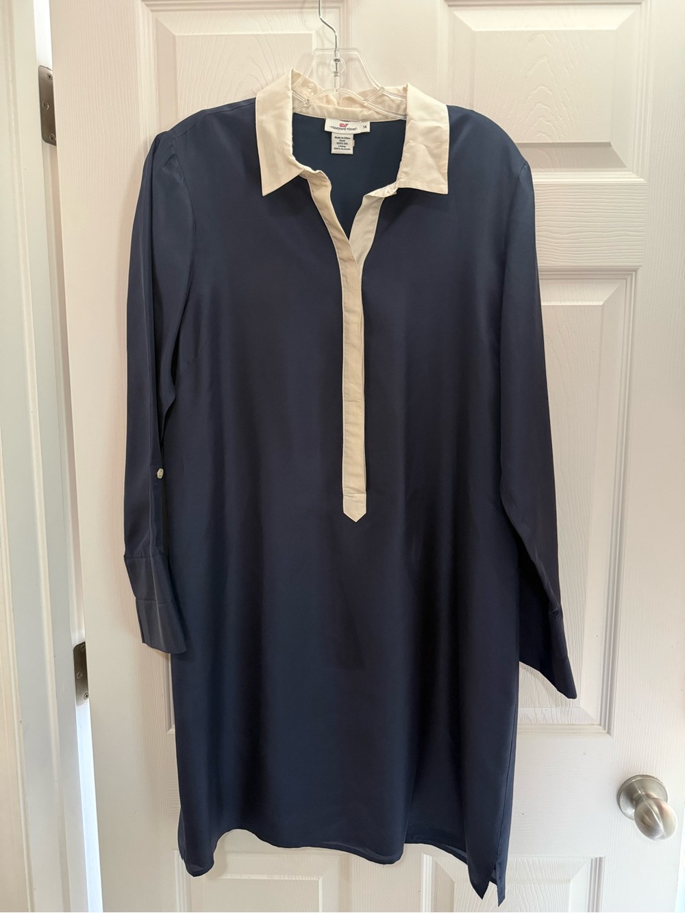 Vineyard Vines Navy and Cream Midi Dress